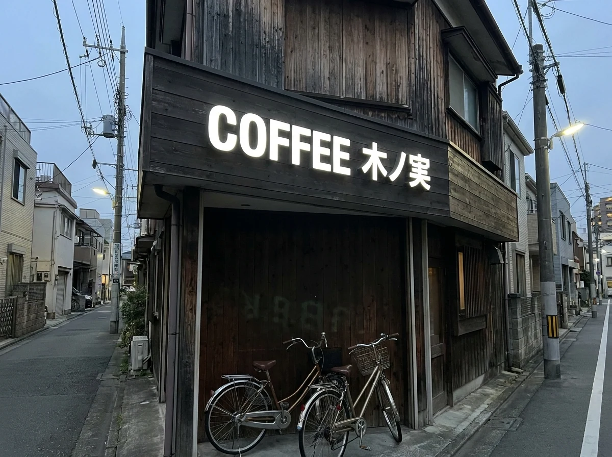 カフェの正面発光のチャンネル看板